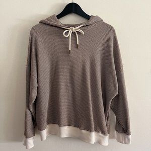 THE GREAT.  Striped Hoodie 1 Brown Small